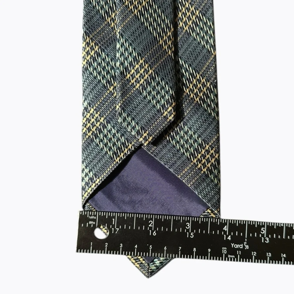 Regal Plaid Silk Tie OS Blue Green Classic Business Accessory